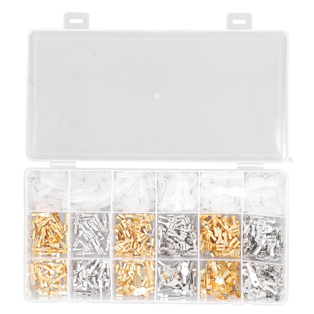 540Pcs Male Female Wire Spade Connector Crimp Terminal Block with Sleeve 2.8 4.8 6.3mm