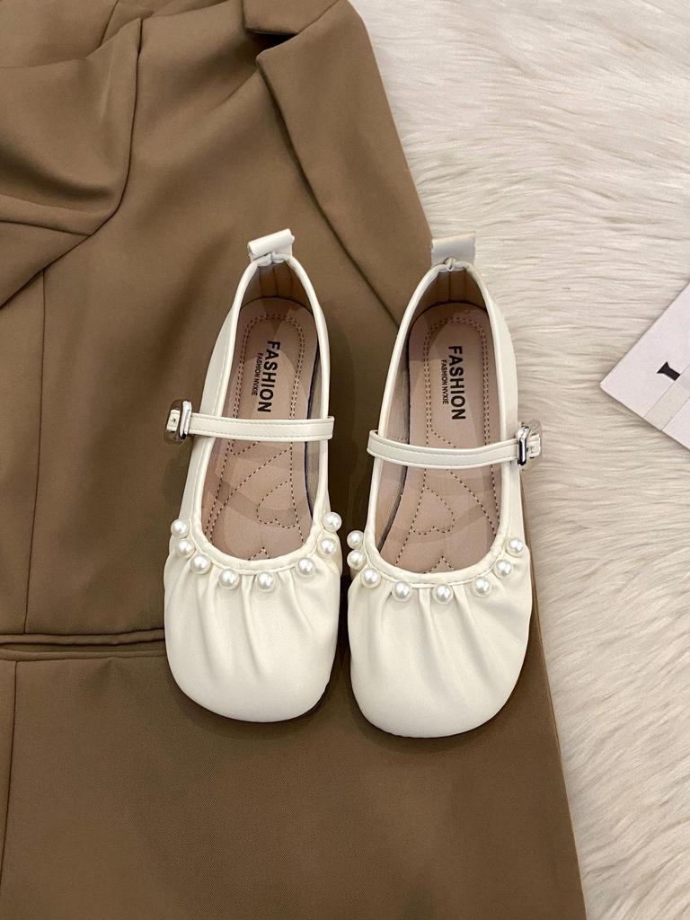 Shallow Single Shoes Women's 2025 Spring and Autumn New Flat-bottomed Buckle with Skirt Mary Jane Shoes