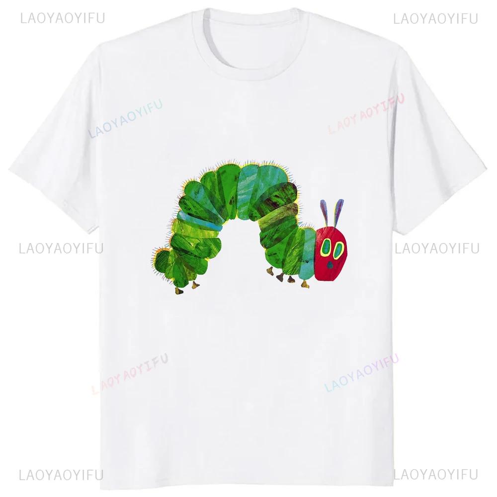 Funny The Very Hungry Caterpillar Cartoon Printed Tshirt Summer Style Casual Fashion Couples Clothing Y2K Harajuku Unisex Tees
