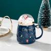 Santa Claus Ceramic Coffee Mug with Creative Snow Globe Lid Afternoon Tea Flower Tea Cup Home Breakfast Milk Mug Christmas Gift