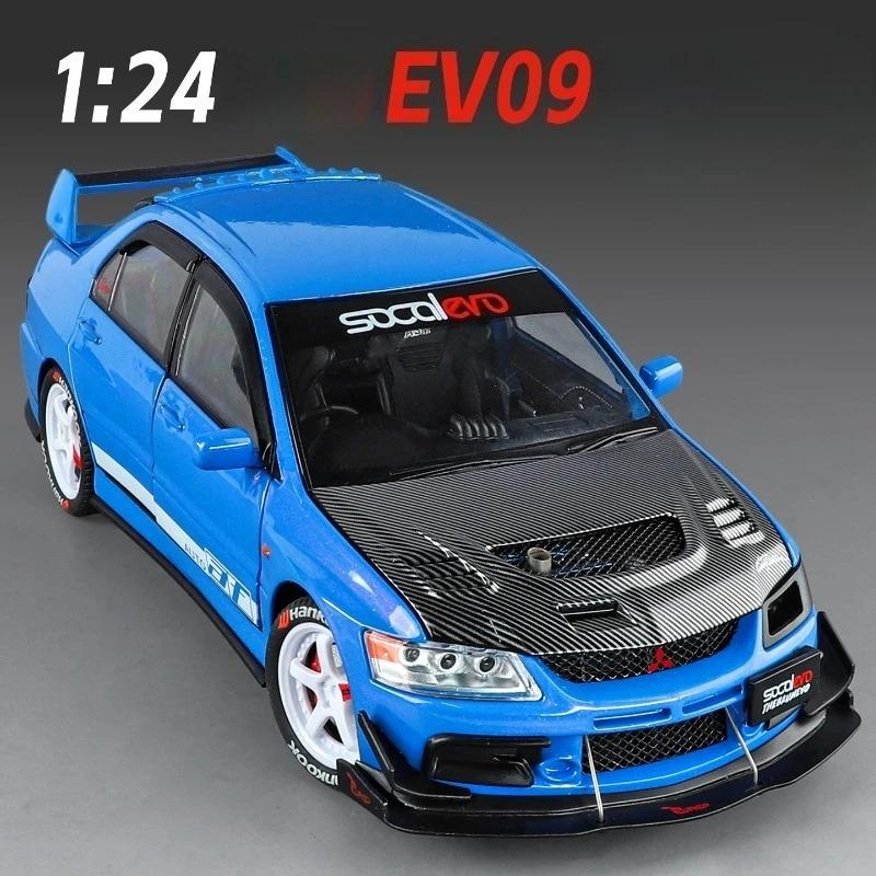 Officially Licensed 1:24 Mitsubishi EVO9 Modified Die-Cast Car Model with Pull-Back Sound and Light Collection Miniature Voiture
