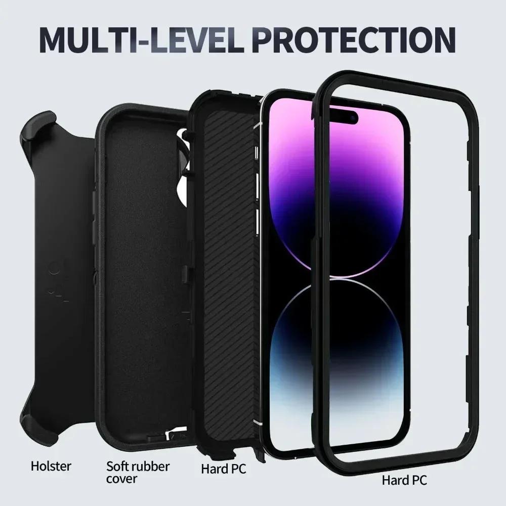 Military Grade Heavy Duty Armor OTT Phone BOX Case for IPhone 17 16 15 14 Plus 13 12 Pro Max Shockproof Belt Clip Holder Cover