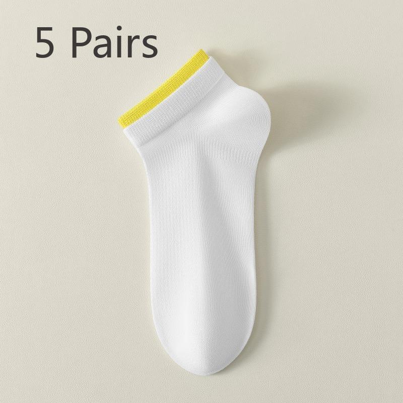 5 Pairs of Female Pure Cotton Spring and Summer 7A Antibacterial Deodorant Sweat Socks