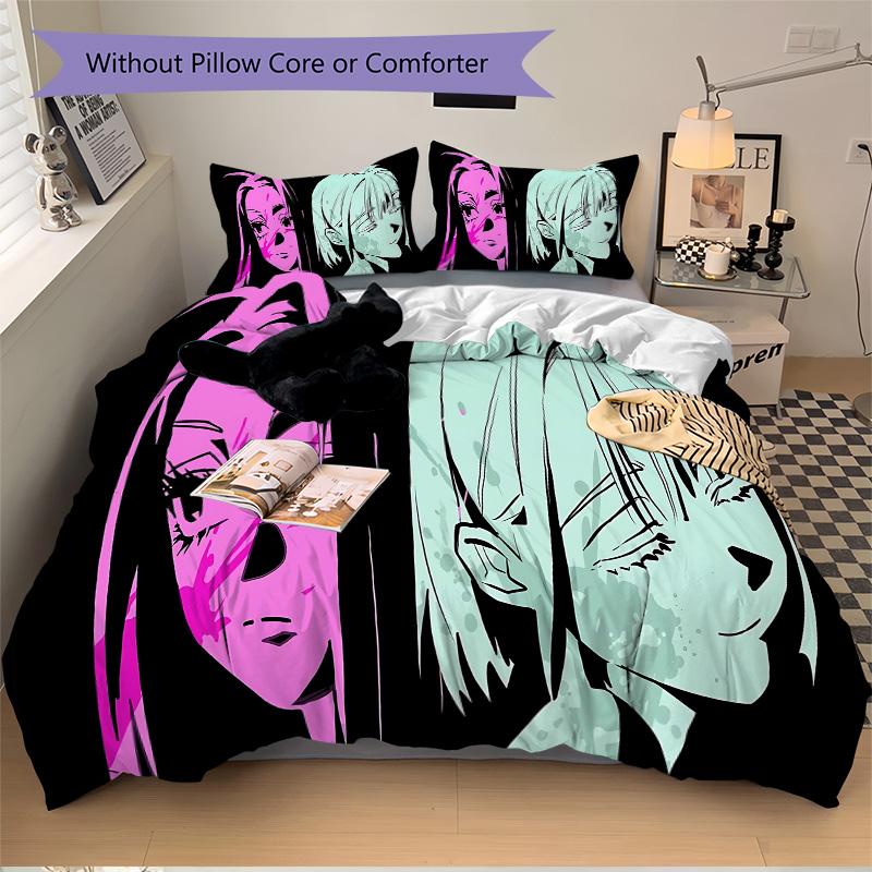 Colorful Contrast Faces Print 3Pcs Bedding Setduvet Cover With 2 Bedropillowcase Home Birthday Gift