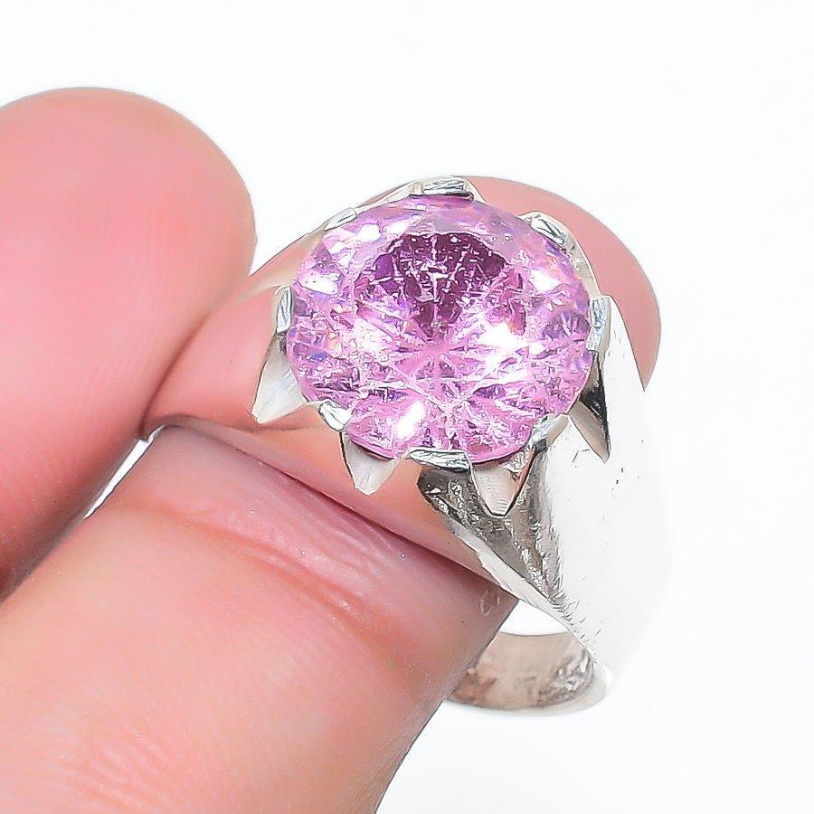 Natural Pink Kunzite Gemstone 925 Sterling Silver Jewelry Ring Size 9.5 AR-16990