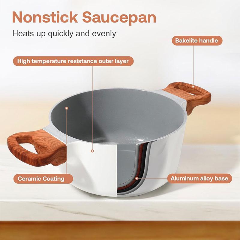 Nonstick Stock Pot Induction Soup Cooking Pot with Lid 2.6L Granite Casserole Stews Soup Pot Pasta Spaghetti Cooking Pot