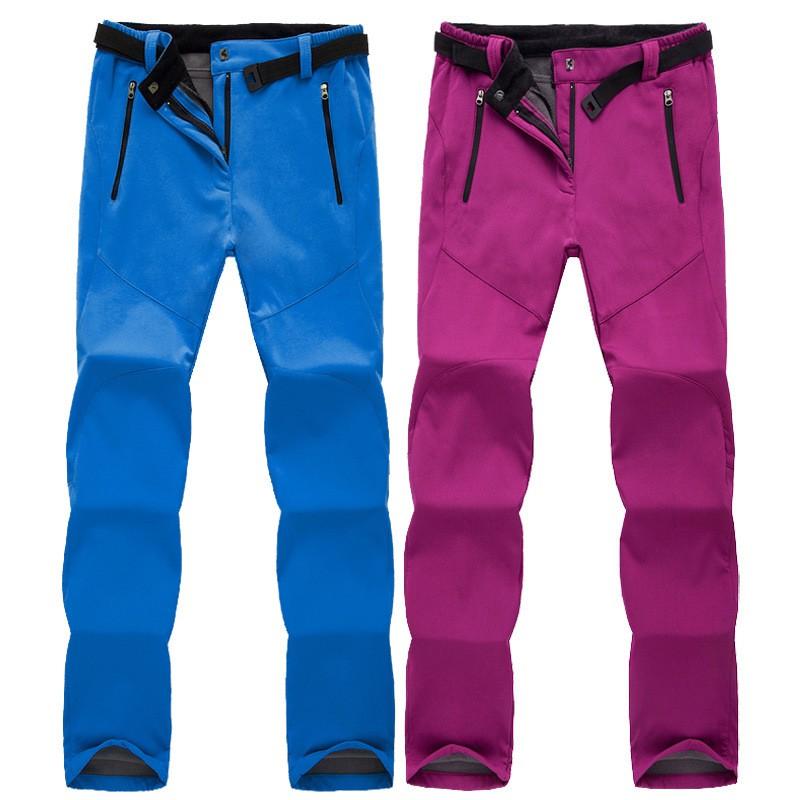 Womens Fleece Lined Softshell Pants Hiking Climbing Camping Outdoor Winter Wear Loose Fit Windproof Breathable