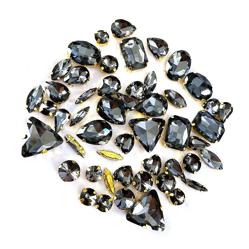 50 Perle di Cristallo a Griffa Singola da Cucire a Mano Trapanino Accessori Fai da Te per Abbigliamento Accessori Matrimonio Trapanino a Griffa da Cucire a Mano con Fori Perline Strass da Cucire