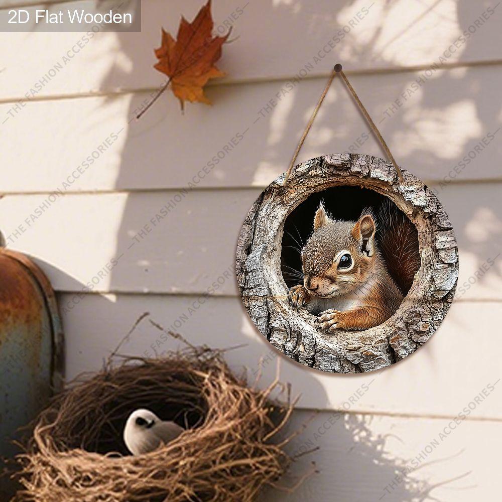 2D Plane Hanging Decorative Signs, Interior Wall or Door Decoration, Garden Decoration, Squirrel Pattern, Interesting Gifts for Family and Friends