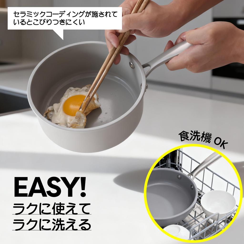 Ginkgoo 16cm with Glass Ideal for Single Japanese Miso Deep Dishwasher Kitchenware Imp. Single-Handle Saucepan, IH/Gas Compatible, Aluminum, Lid,