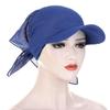 Color Candy Summer Solid Color Outdoor Windproof Sunscreen With Brim Headscarf Casual Headscarf Hat