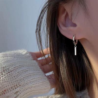 Silber Farbe Geometrische Quadrat Spalte Ohrringe Für Frauen Mädchen Einfache Ohr Schnallen