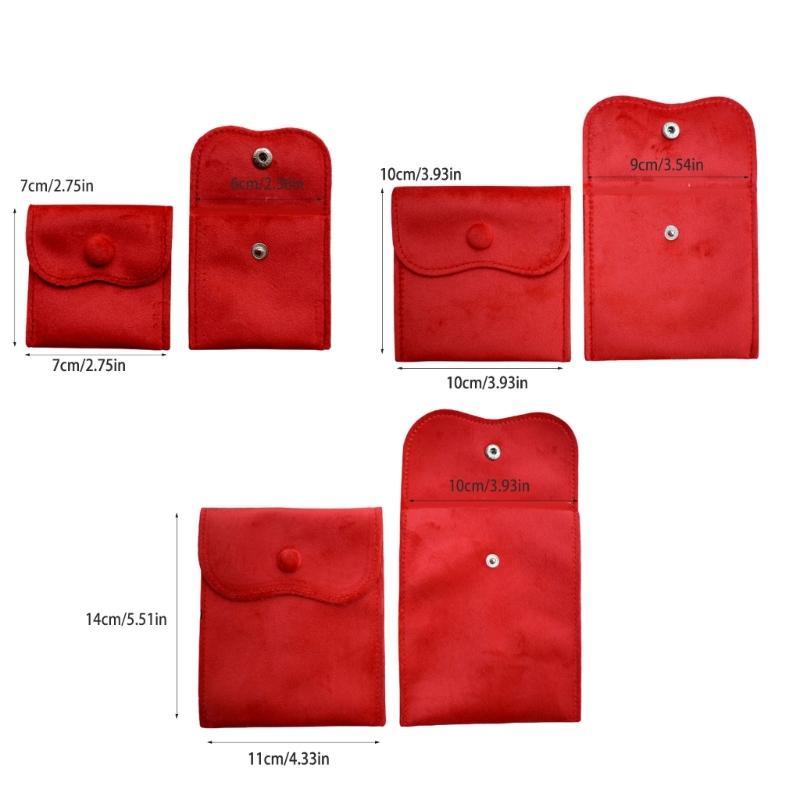 Soft Velvety Jewelry Storage Pouches, 10 Separate Snap-Button Bags for Sorting, Travel Carrying, and Gift Presentation