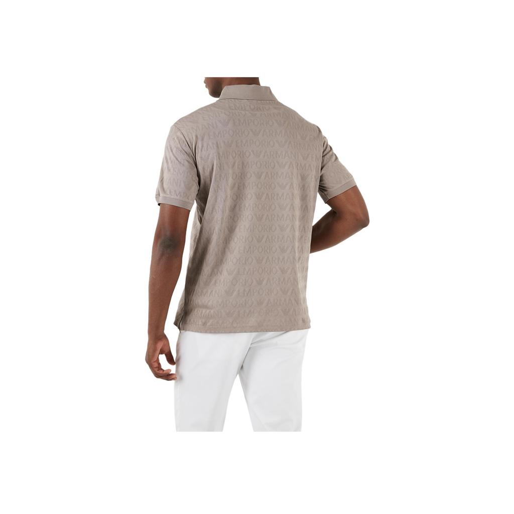Emporio Armani All Over Print Polo Collar Short Sleeve Polo Shirt Men tops Beige 3D1FM8-1JORZ-0650