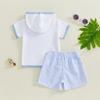 Toddler Boy Girl Beach Cover Up Set Short Sleeve Zipper Hood Tops with Stripe Print Shorts Outfit