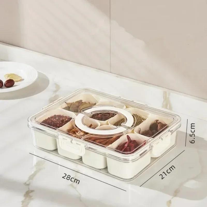 4/8 Grid Portable Snack Platters Organizer Divided Serving Tray with Lid Handle with Reusable Snack Box Household Kitchen