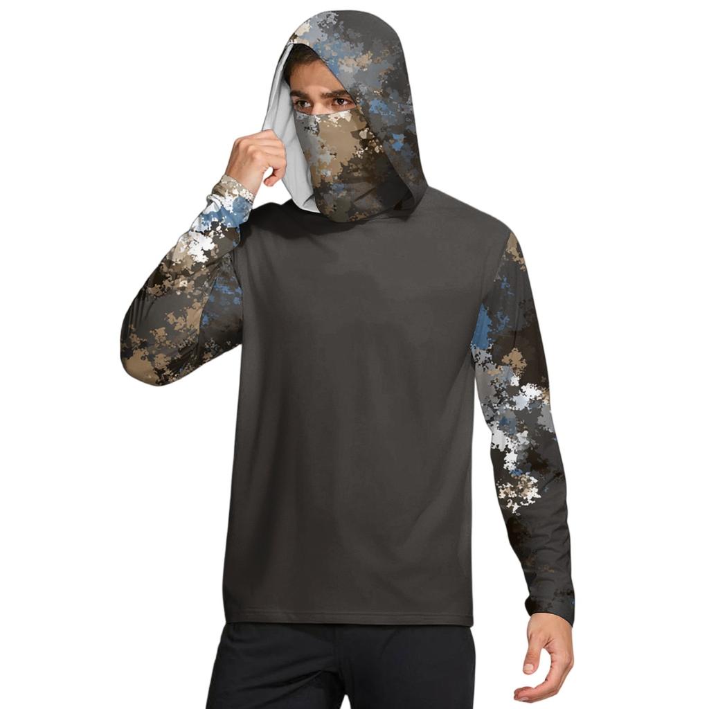 Herreskjorte med maske Lett Langermet Hettegenser Vandring Fiske Ytelse