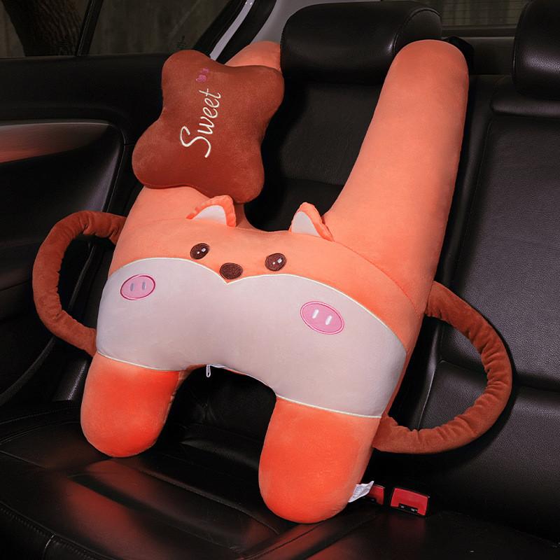 Plush Toy Car Headrest Pillow Cartoon Kid Sleep Support Comfort Children Cushion