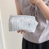 Large Capacity Cosmetic Bag Striped Bow Embroidery Pen Bag Portable Makeup Pouch