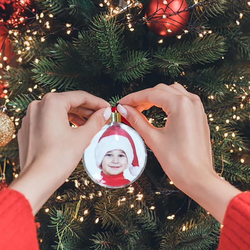 Transparent Christmas Ball Round Fivestar Photo Frame Pendant Christmas Tree Hanging Ball Picture Holder Xmas Tree Pendent