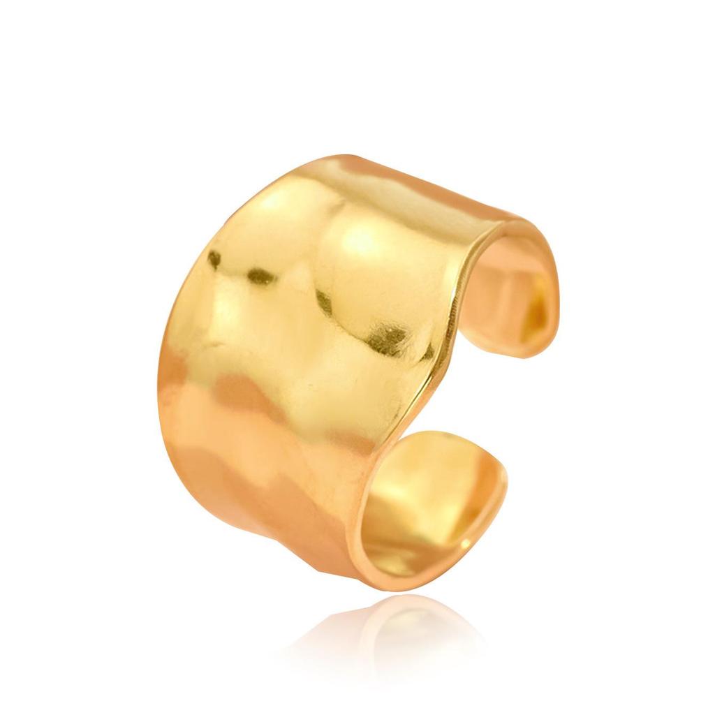 Stainless Steel Baroque Hammered Adjustable Open Ring