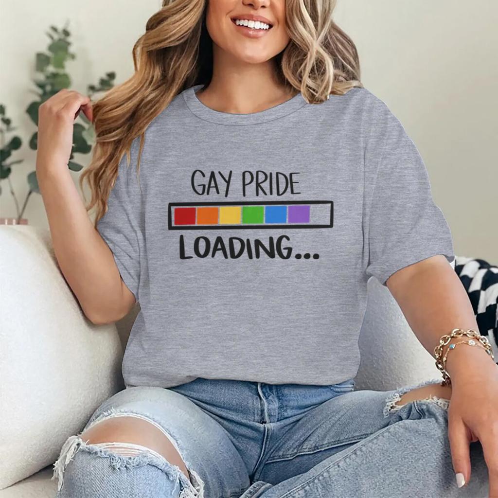 Gay Pride Loading Print T Shirts Casual Summer LGBT Women Men Tshirts Short Sleeve Lesbian Bisexual GAY Streetwear Gifts