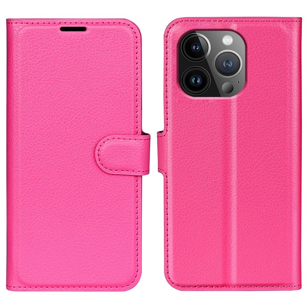 For iPhone 15 Pro Max Wallet Case Litchi Texture Shockproof Leather Flip Stand Phone Cover
