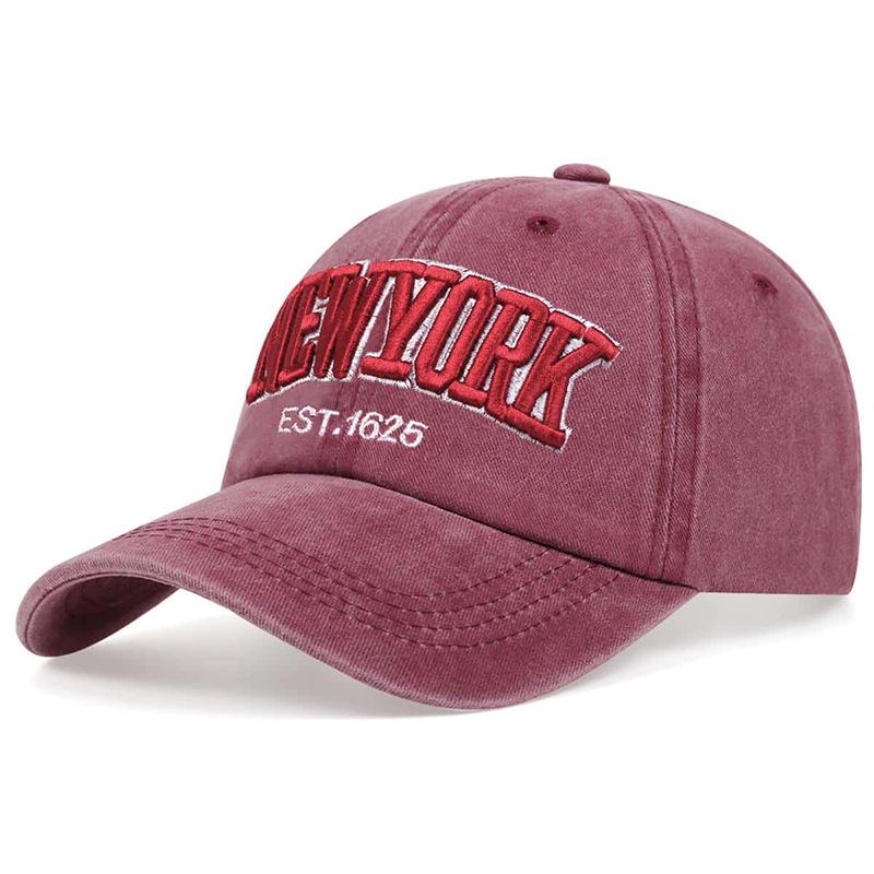 Embroidered 'NEW YORK' Baseball Cap - Washed Fabric, Spring & Autumn Style