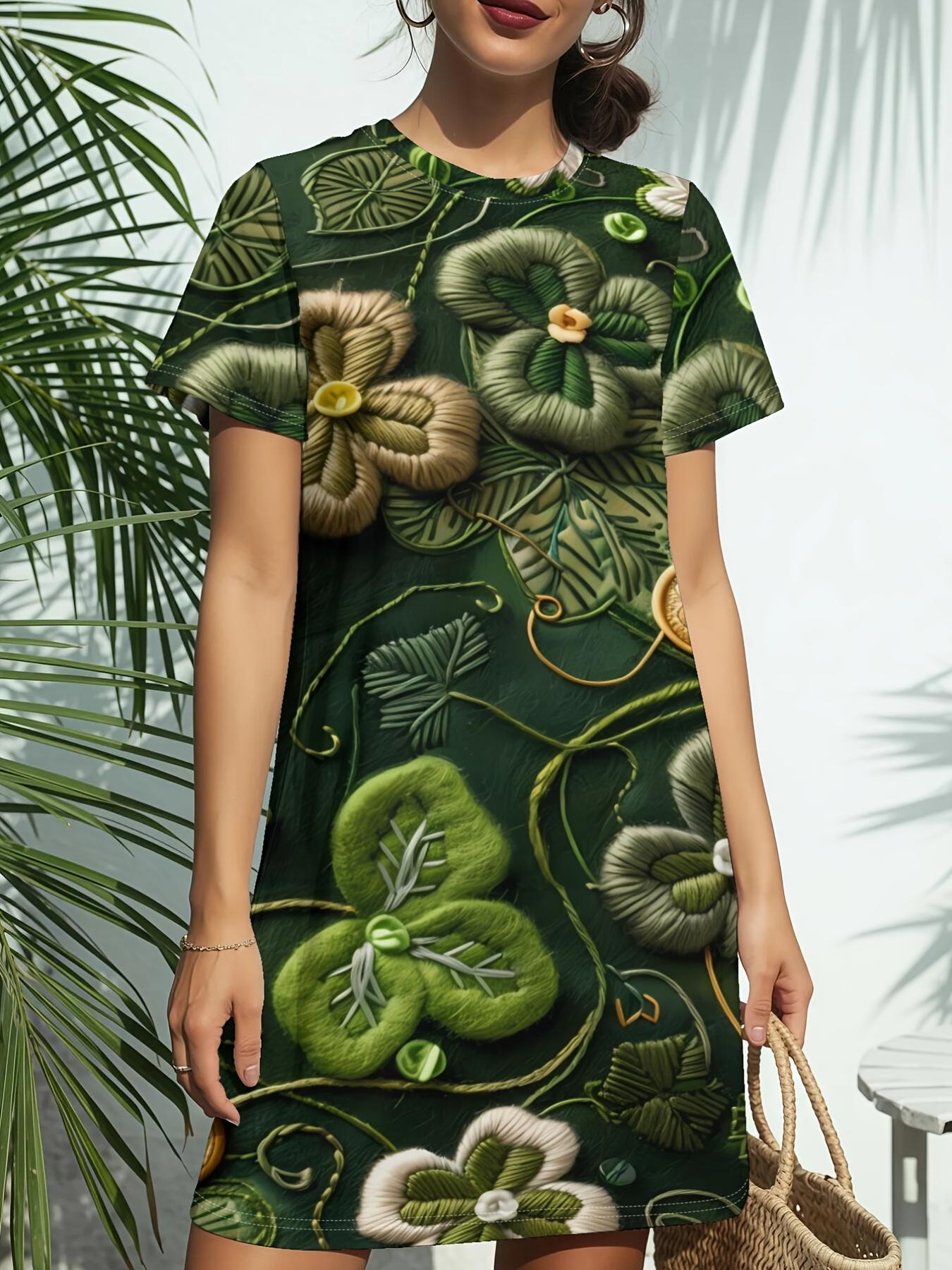 

Lush Greenery Women s Short Sleeve T-Shirt Dress - Crew Neck Short Sleeve Blouse Dress with T-Shirt Top ; Dress Bottoms. Spring Summer Casual Wear. Am XS дубильная кора