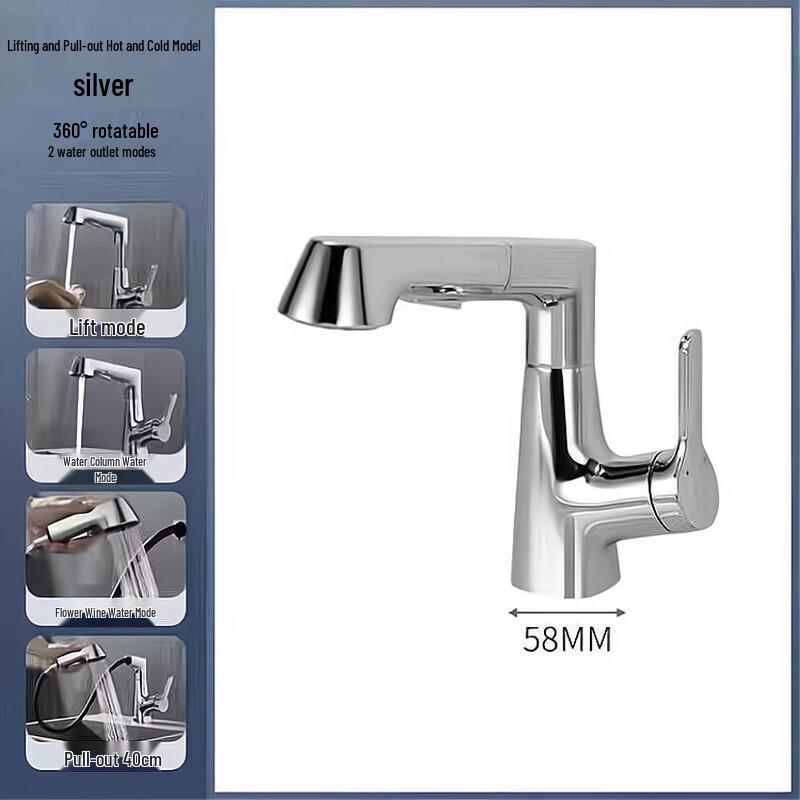 LINGJULI Solid Brass Pull-Out Bathroom Basin Faucet
