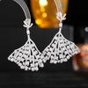 Light Luxury High-end Zircon Fan Earrings European and American Long Atmospheric Banquet Dress with Earrings