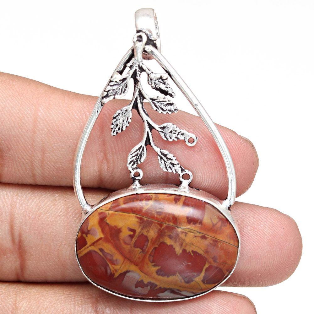 Pendant Designer Jasper Gemstone Handmade Gift For Her Silver Jewelry 2"