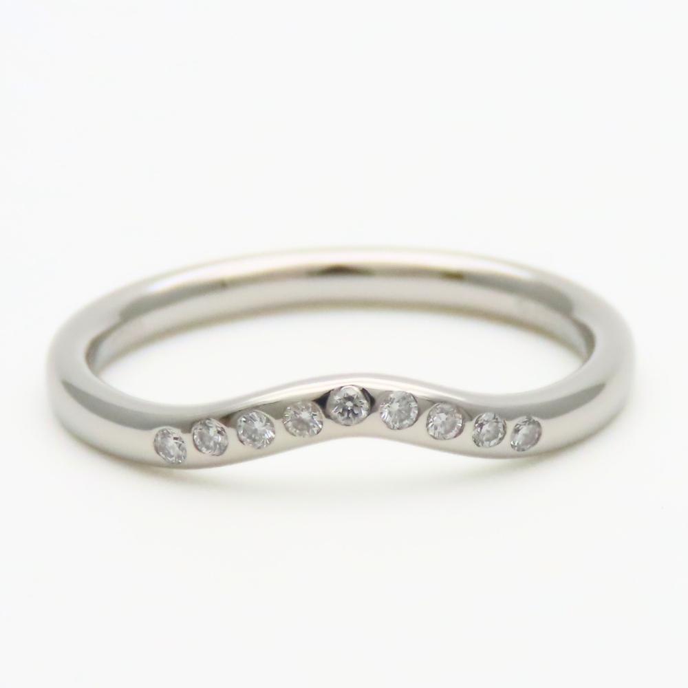 Used TIFFANY&Co. Ring Curved band EU#50.5 Pt950Platinum/diamond 3.19g Platinum El Saperetti