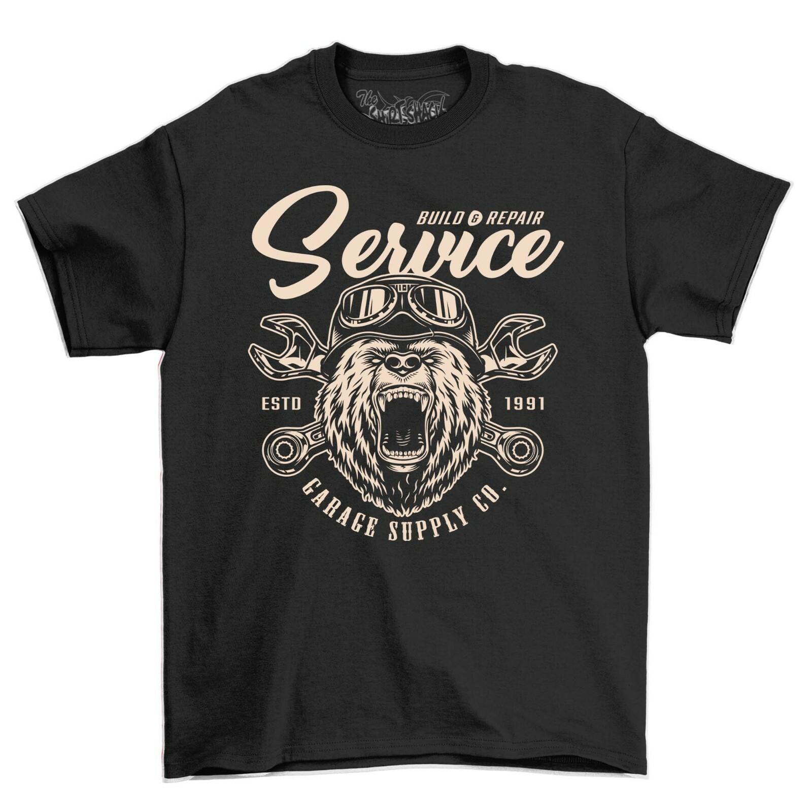 Service Bear Garage Supply Cafe Racer Motorcycle Men s T-Shirt Mens Womens Tees Top Motorbike Shirt 2XL