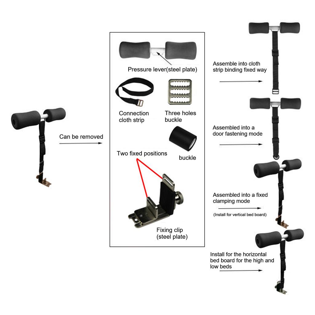 Indoor Sit Up Assistant Device Household Bed Equipment Abdominal Training Machine Black