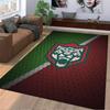 Leopard Emblem on Red Green Carpet suitable as a non-slip mat for the living room or bedroom sofa