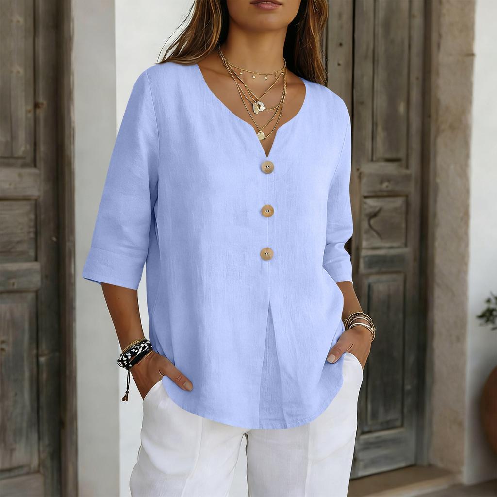 Rochii tip cămașă pentru femei Tricouri casual elegante cu mânecă 3/4 Topuri tip tunică Tricouri de bază Pulovere Cămăși de lucru