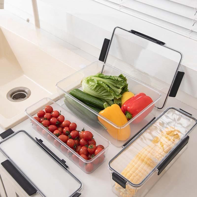 Transparent Refrigerator Food Vegetable Fruit Storage Box Clear Sealed Noodles Storage Container Home Kitchen Fresh Keeping Box