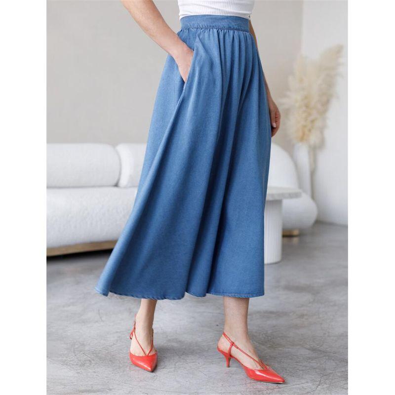 

Foreign Trade Pure Yuan Single Russia Summer New Women Denim Skirt High Waist Slimming Versatile Casual Long dress Blue 58/5XL