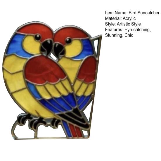 Ptačí lapač slunce Vitrážové Akrylové Okenní Ozdoby s Okrajem z Měděné Fólie Dárky pro Ženy Mámu Babičku Milovníky Ptáků