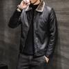 Winter new men's leather jacket fur integrated jacket thermal leather jacket middle-aged and elderly dad clothing fleece thicker