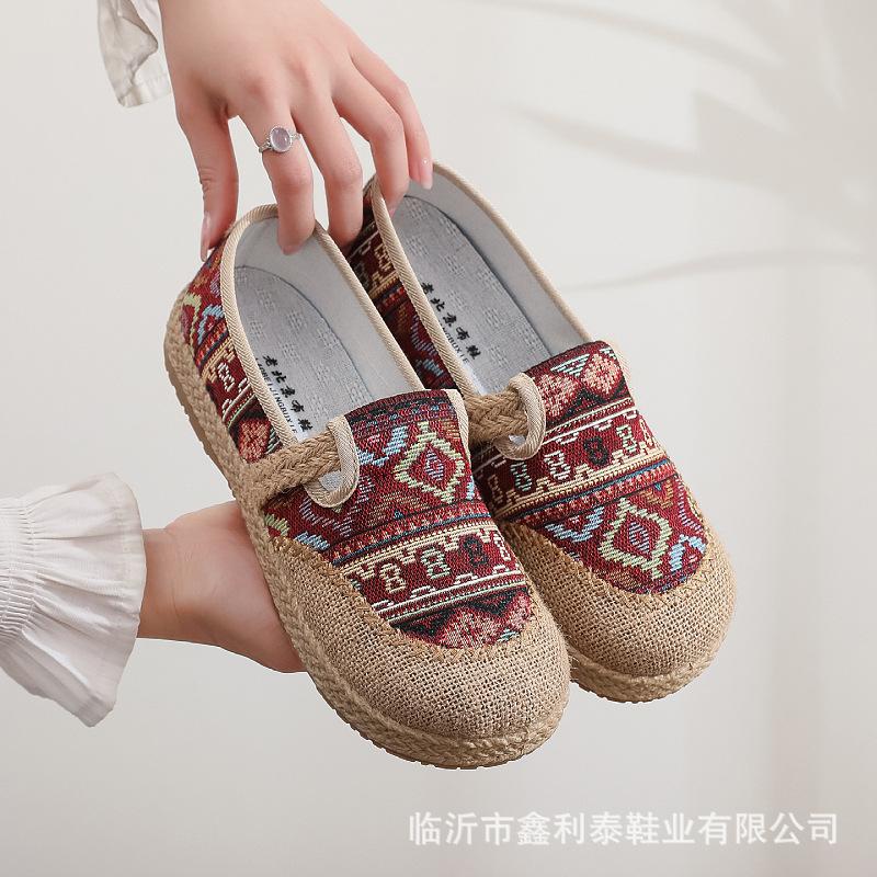 

Spring and autumn cloth shoes women s non-slip round head linen women s shoes one-pedal single shoes 41