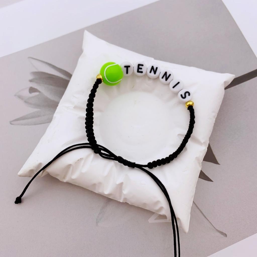 Pulsera de Cuentas Deportivas Hecha a Mano Única para Adolescentes - Voleibol, Baloncesto, Fútbol, Béisbol y Tenis Pulsera de Nudo de Cordón