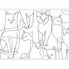 Wallpaper - Cat Lineart - Minimalist Sketches of Black Cats On A White Background