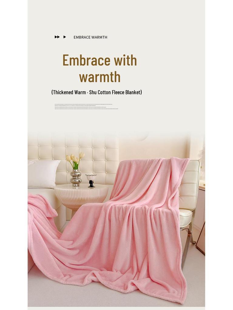 All-Season Luxury Flannel Blanket - Small, Double-Sided Fleece for Office or Home Use