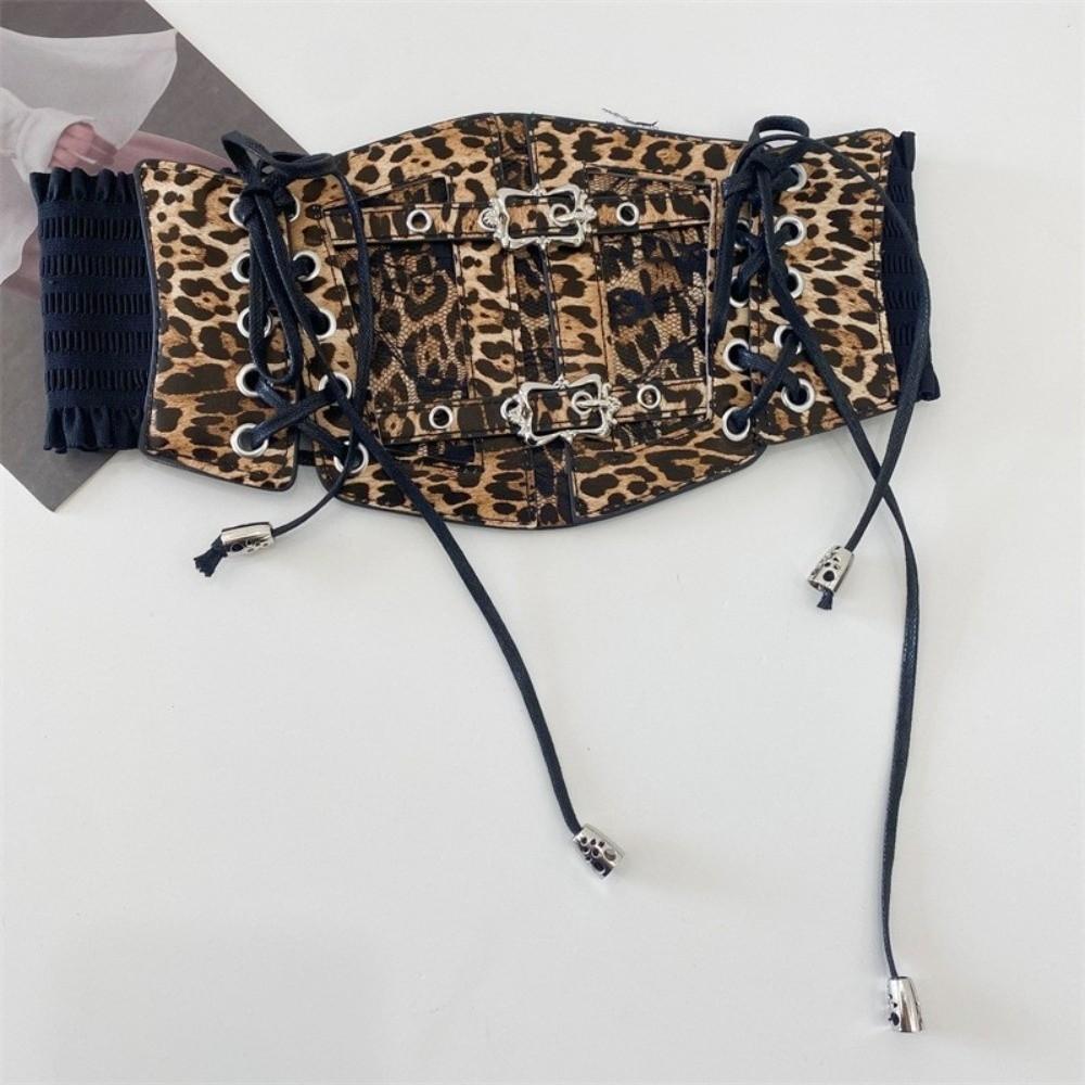 Leopard Print Waist Belt Decoration Wide Corset Belt Fashion Women Waistband  for Dresses
