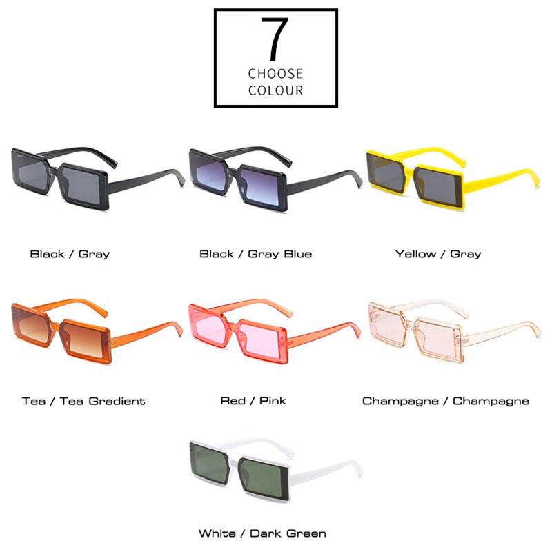 SO&EI Fashion Small Rectangle Sluneční brýle Ženy Retro Candy Barva Odstíny UV400 Muži Trendy Čtvercové červené Šampaňské sluneční brýle