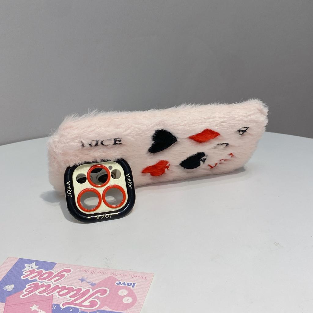 Autumn and Winter Plush Love Peach Blossom Mobile Phone Case Is Suitable for Apple 17PROMAX Trend Fine Hole Lens Holder 16PRO