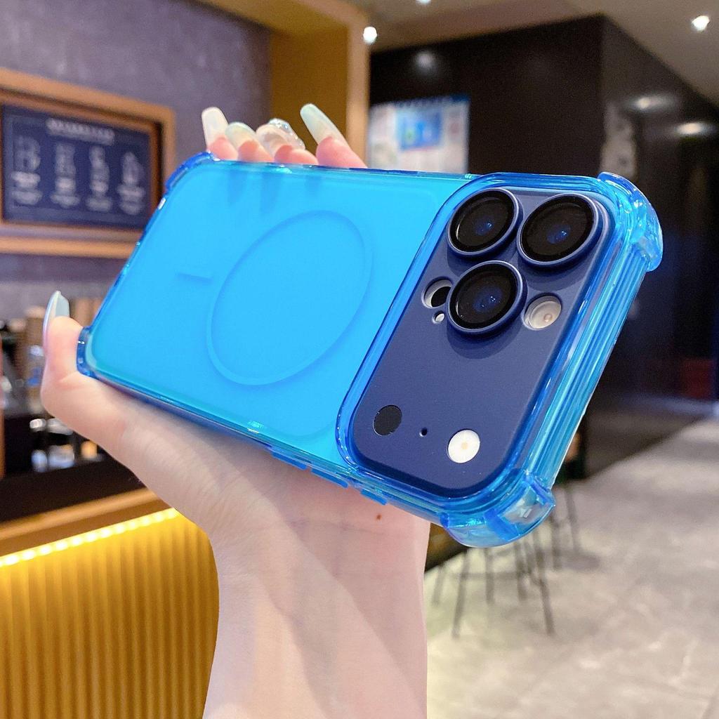 Square Anti-Drop Magnetic Phone Case for Apple 17 Pro Max - Trendy Solid Color Acrylic for 14/13
