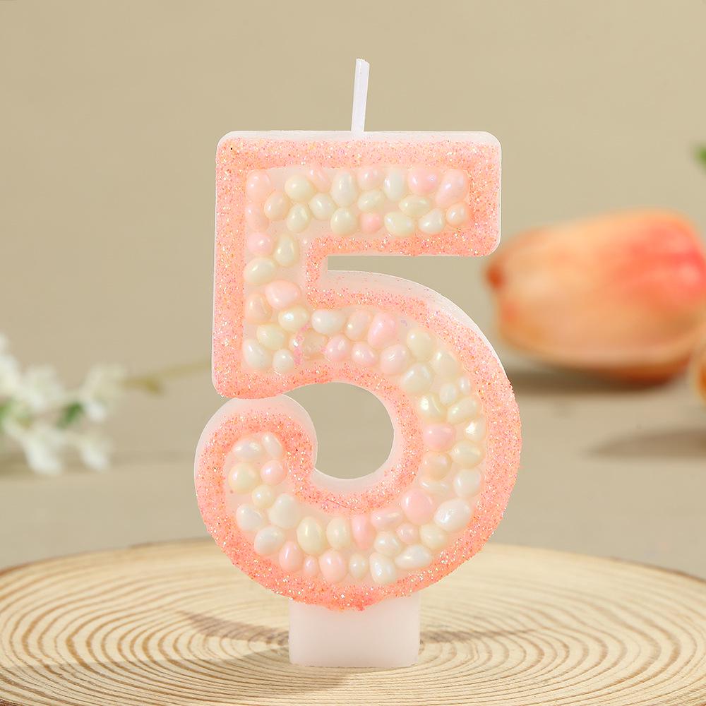Handmade Pebble Powder Number Candles for Birthday and Party Decorations